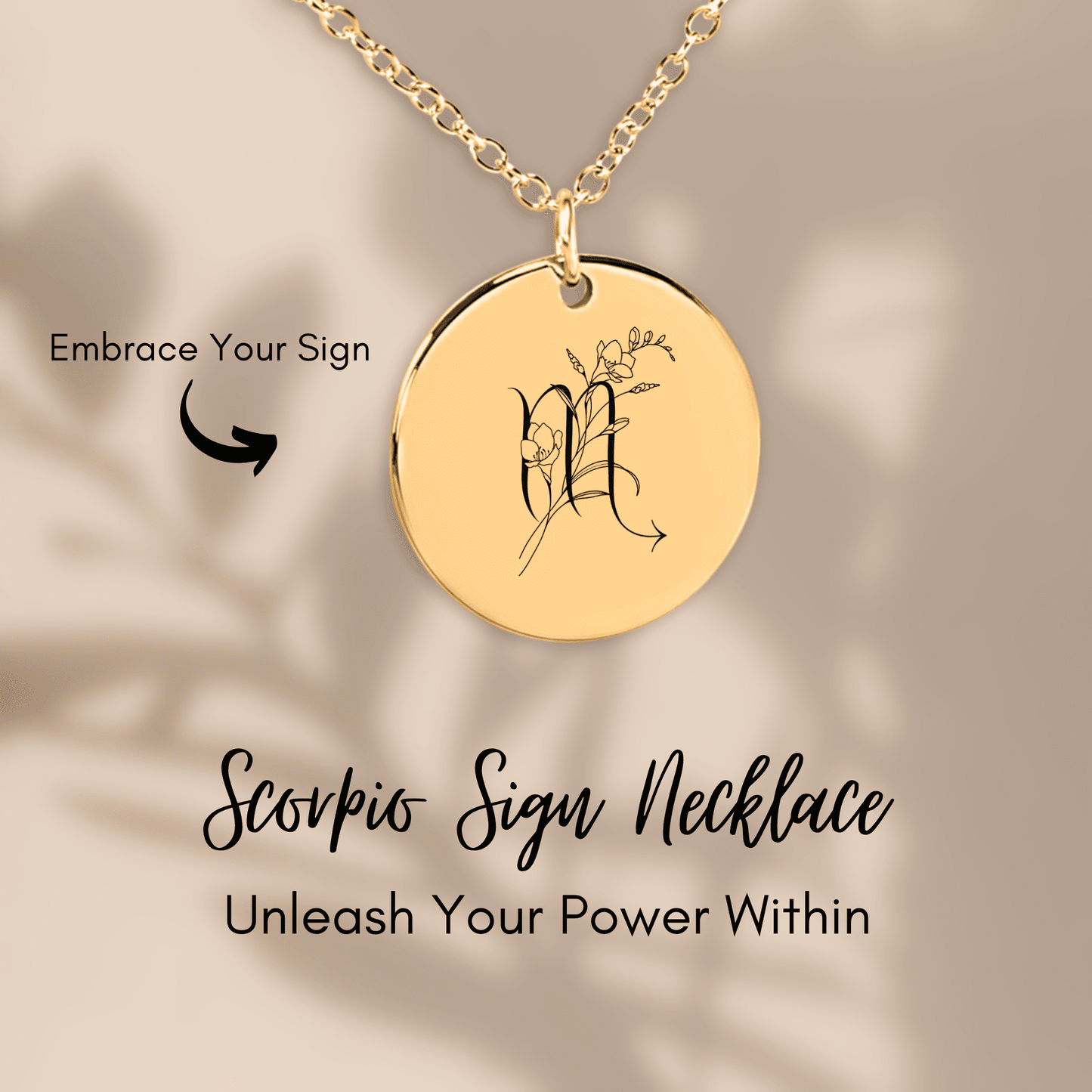 Personalized Zodiac Sign Flower Necklace